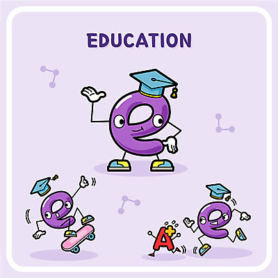 캐릭터 알파벳 교육 일러스트 학사모 교육캐릭터 사람없음 귀여움 보라색 스케이트보드 E 성적 점수 에이플러스 학점 일러캐릭터 AI파일 모자_잡화 영어 컬러 컨셉 졸업 보드_스포츠 파일형식 벡터