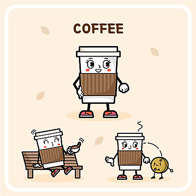 캐릭터 커피 음료 벤치 일러스트 사람없음 쿠키 귀여움 커피잔 음식캐릭터 사물캐릭터 테이크아웃컵 일러캐릭터 AI파일 음식 컨셉 의자 디저트 잔 컵 파일형식 벡터