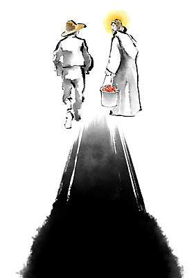 전신 PSD 응시 남자 기독교 과일 일러스트 캘리그라피 붓터치 협력 함께함 흑백 들기 사람 성인 두명 빨간색 친구 빛 농작물 노란색 마주보기 걷기 천주교 수확 도움 예수 사과 농부 양동이 밀짚모자 번짐 은혜 국내일러스트 직업 모자_잡화 시선 종교 컬러 컨셉 농업 관계 모션 촬영기법 신_종교 파일형식 효과