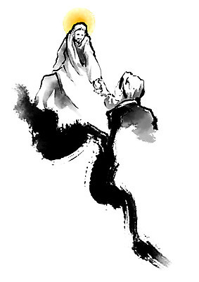 PSD 손 남자 기독교 일러스트 캘리그라피 붓터치 협력 함께함 흑백 미소 사람 상반신 성인 두명 친구 빛 노란색 손잡기 등산 터치 천주교 도움 예수 번짐 은혜 국내일러스트 종교 컬러 컨셉 관계 모션 촬영기법 표정 신체부위 트래킹 신_종교 파일형식 효과