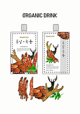 PSD 잎 채소 일러스트 자연 붓터치 사슴 수채화 건강 사람없음 주스 유기농 패키지 녹용 팩음료 홍삼 국내일러스트 식물 웰빙 음료 포유류 한약재 삼 생태계 파일형식