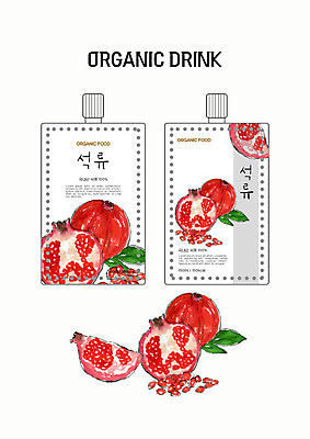 PSD 채소 과일 일러스트 자연 붓터치 수채화 건강 사람없음 빨간색 건강관리 주스 유기농 석류 패키지 팩음료 국내일러스트 웰빙 음료 컬러 관리 생태계 파일형식