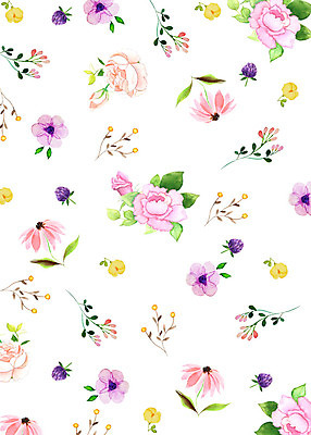 PSD 식물 꽃 잎 패턴 일러스트 붓터치 수채화 따뜻함 사람없음 컬러풀 장미 화려 감성 플라워패턴 국내일러스트 컬러 컨셉 무늬 파일형식