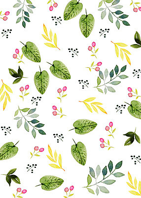 PSD 식물 꽃 잎 패턴 일러스트 붓터치 수채화 따뜻함 사람없음 컬러풀 화려 감성 플라워패턴 국내일러스트 컬러 컨셉 무늬 파일형식