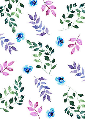 PSD 무료이미지 꽃 백그라운드 잎 패턴 일러스트 붓터치 수채화 사람없음 장미 플라워패턴 국내일러스트 식물 무늬 파일형식