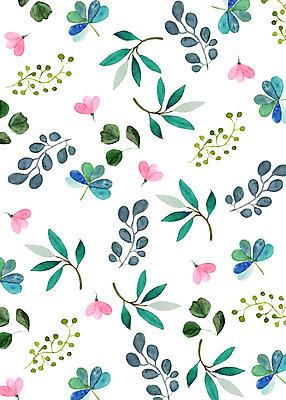 PSD 식물 꽃 잎 패턴 일러스트 붓터치 수채화 따뜻함 사람없음 컬러풀 화려 감성 플라워패턴 국내일러스트 컬러 컨셉 무늬 파일형식