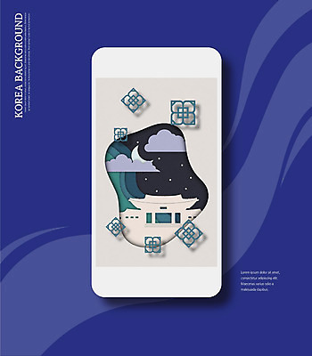 구름 한국전통 전통 백그라운드 일러스트 한옥 기와집 그림자 사람없음 파란색 스마트폰 전통문양 궁전 달 감성 물결무늬 국내일러스트 AI파일 자연요소 문양 물결 컬러 컨셉 고건축 무늬 한국 핸드폰 스마트기기 파일형식 벡터