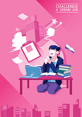 전신 여자 분홍색 일러스트 회사 비즈니스 한명 사람 빌딩 20대 청년 성인 책 꿈 도전 구직 기도 무릎꿇기 책상 취업준비생 열정 소원 일자리 이력서 사원증 간절함 구인구직 독서대 자기소개서 책더미 얼굴없음 성인여자한명만 국내일러스트 AI파일 1 감정 컬러 가구 컨셉 모션 건물 구인 무더기 자기소개 여자한명만 성인여자만 파일형식 벡터