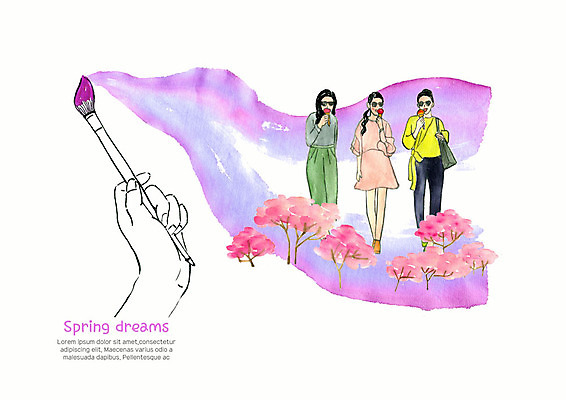 전신 PSD 우먼라이프 계절 여자 꽃 일러스트 붓터치 아이스크림 수채화 한손 사람 성인 신체부위 세명 친구 쇼핑 선글라스 쇼핑백 보라색 봄 꿈 붓 그리기 먹기 그림 번짐 감성 그림붓 국내일러스트 식물 라이프스타일 손 안경 컬러 컨셉 가방 관계 모션 디저트 파일형식 효과