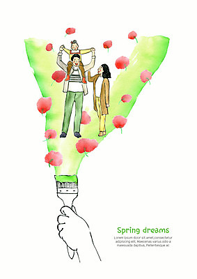 전신 PSD 계절 여자 남자 꽃 딸 행복 어린이 일러스트 가족 엄마 붓터치 수채화 한손 사람 성인 신체부위 빨간색 세명 초록색 연두색 물감 봄 꿈 붓 색칠 그리기 목말 아빠 핵가족 그림 번짐 감성 그림붓 국내일러스트 식물 손 감정 컬러 컨셉 관계 모션 미술도구 파일형식 효과