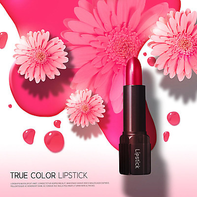 PSD 편집이미지 꽃 분홍색 국화 사람없음 뷰티 화장품 립스틱 물방울 화사함 카피스페이스 이미지편집 식물 컬러 컨셉 공백 파일형식