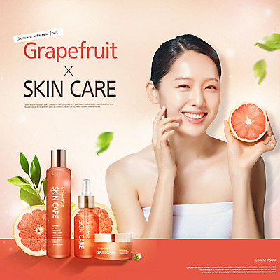 PSD 편집이미지 여자 분홍색 잎 과일 한명 미소 들기 사람 상반신 20대 성인 앞모습 뷰티 화장품 한국인 자몽 상큼 스킨케어 의료성형뷰티 성인여자한명만 이미지편집 식물 1 뷰포인트 컬러 모션 표정 동양인 청년 여자한명만 성인여자만 파일형식