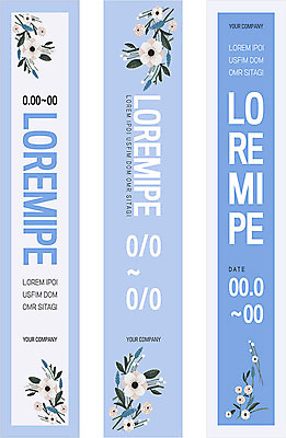 템플릿 배너 배너템플릿 꽃 세로배너 이벤트 사람없음 파란색 귀여움 현수막 알림 아네모네 파스텔톤 배너세트 AI파일 식물 컬러 컨셉 세로 세트 파일형식 벡터