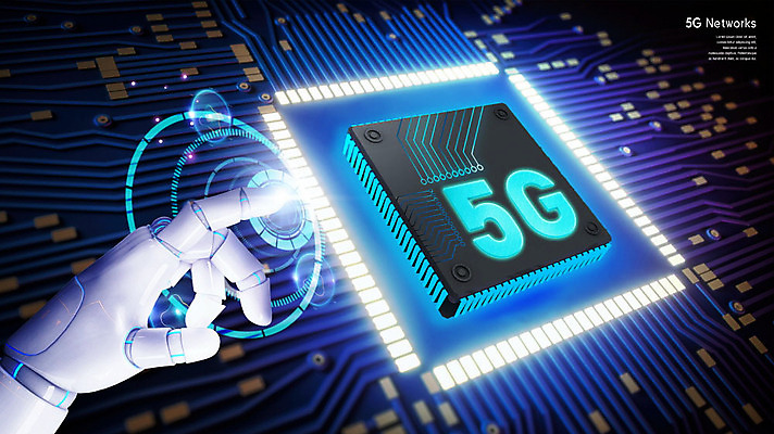 PSD 편집이미지 미래 사람없음 파란색 빛 터치 회로판 로봇 반도체 로봇팔 4차산업 5G 미래산업 이미지편집 산업 컬러 컨셉 IT 파일형식