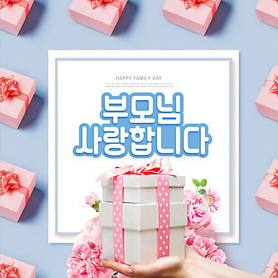 PSD 편집이미지 손 꽃 리본 분홍색 잎 선물 사랑 신체부위 파란색 선물상자 부모 어버이날 5월 카네이션 감사 5월행사 가정의달 풍요 이미지편집 카드프레임 식물 기념일 감정 컬러 컨셉 가족 프레임 사람 이벤트 상자 날짜 파일형식