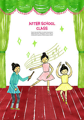 전신 PSD 여자 교육 초등학생 어린이 포즈 음표 일러스트 수업 사람 세명 무대 춤 커튼 발레 즐거움 발레리나 에듀 초등 방과후 스쿨팩 국내일러스트 학생 기호 감정 음악 문화예술 에듀케이션 파일형식