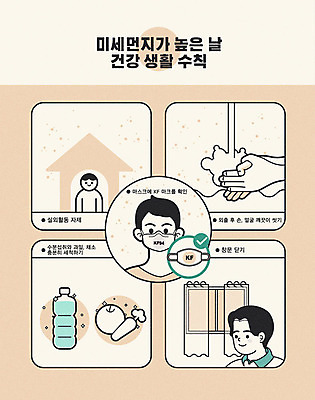 남자 채소 과일 일러스트 창문 건강 마스크 사람 상반신 성인 두명 야외활동 건강관리 청결 위생 물병 손씻기 수돗물 건강수칙 수분섭취 매뉴얼 미세먼지 국내일러스트 AI파일 관리 물 씻기 물통 먼지 파일형식 벡터