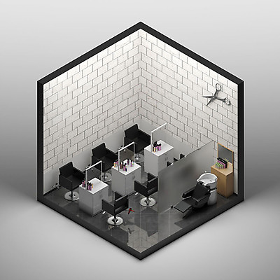 PSD 편집이미지 백그라운드 사람없음 그래픽 인테리어 하이앵글 뷰티 공간 미용실 디지털합성 아이소메트릭 엑소노메트릭 이미지편집 편집3D 디자인 뷰포인트 3D 뷰티샵 파일형식