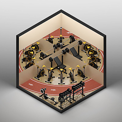 PSD 편집이미지 백그라운드 사람없음 그래픽 인테리어 하이앵글 아령 공간 헬스장 거울 디지털합성 아이소메트릭 스피닝 엑소노메트릭 이미지편집 편집3D 디자인 뷰포인트 3D 운동기구 헬스 파일형식