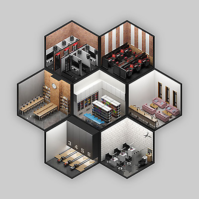 PSD 편집이미지 백그라운드 사람없음 그래픽 인테리어 하이앵글 공간 카페 미용실 디지털합성 아이소메트릭 볼링장 편의점 피씨방 스터디룸 엑소노메트릭 코인노래방 이미지편집 편집3D 디자인 뷰포인트 학습 3D 상점 뷰티샵 노래방 파일형식