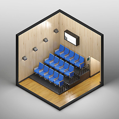 PSD 편집이미지 백그라운드 사람없음 그래픽 인테리어 하이앵글 공간 강당 강의실 디지털합성 아이소메트릭 대강당 엑소노메트릭 이미지편집 편집3D 디자인 교육 뷰포인트 3D 파일형식