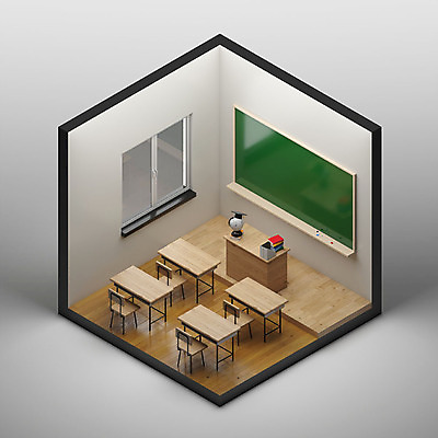 PSD 편집이미지 백그라운드 의자 교실 학교 사람없음 그래픽 인테리어 하이앵글 칠판 공간 디지털합성 아이소메트릭 엑소노메트릭 이미지편집 편집3D 디자인 교육 뷰포인트 가구 3D 파일형식