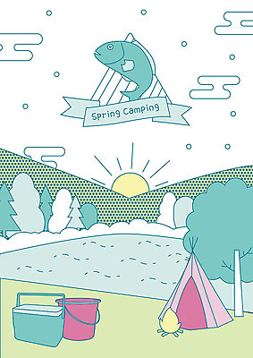 나무 구름 무료이미지 한마리 호수 일러스트 산 아웃도어 텐트 어류 사람없음 태양 봄 캠핑 모닥불 양동이 즐거움 아이스박스 국내일러스트 AI파일 자연요소 식물 1 계절 감정 불 레저 캠핑도구 수중동물 파일형식 벡터