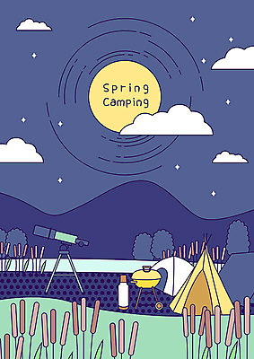 구름 별 일러스트 아웃도어 텐트 사람없음 봄 망원경 캠핑 달 숲 강가 즐거움 산속 보온병 바베큐그릴 부들 국내일러스트 AI파일 자연요소 계절 감정 레저 산 캠핑도구 강 그릴 바비큐 파일형식 벡터