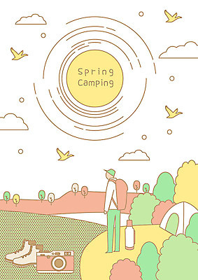 전신 나무 응시 남자 여러마리 일러스트 배낭 자연 조류 아웃도어 텐트 한명 서기 사람 성인 태양 카메라 봄 캠핑 언덕 즐거움 등산화 백팩 보온병 국내일러스트 AI파일 자연요소 식물 동물 1 시선 계절 감정 다수 신발 가방 모션 레저 캠핑도구 전자제품 생태계 등산용품 파일형식 벡터