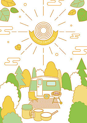 나무 일러스트 나뭇잎 아웃도어 사람없음 봄 캠핑 숲속 바비큐 즐거움 산속 캠핑카 코펠 바베큐그릴 야외의자 국내일러스트 AI파일 식물 계절 감정 음식 잎 의자 자동차 레저 산 캠핑도구 그릴 숲 파일형식 벡터