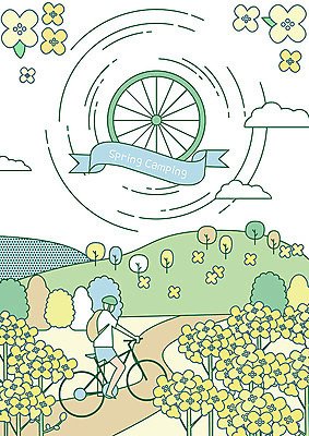 전신 나무 남자 꽃 여유 일러스트 배낭 아웃도어 한명 사람 성인 자전거 봄 캠핑 바퀴 헬멧 오솔길 언덕 즐거움 숲길 사이클링 자전거여행 성인남자한명만 국내일러스트 AI파일 식물 1 계절 감정 길 여행 가방 레저 바이크 보호장비 육상스포츠 남자한명만 성인남자만 파일형식 벡터