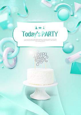 도형 PSD 편집이미지 리본 디저트 사람없음 장식 파티 케이크 입체 즐거움 초대 활기 민트색 입체도형 홈파티 이미지편집 감정 음식 컬러 컨셉 이벤트 파일형식