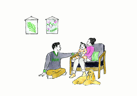 전신 PSD 한마리 부부 여자 남자 반려견 액자 거실 일러스트 가족 수채화 사람 앉기 성인 일상 세명 반려동물 소파 아기 강아지 번짐 반려 국내일러스트 동물 1 커플 의자 관계 모션 라이프 개 파일형식 효과