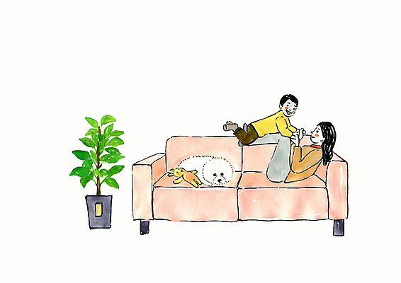 전신 PSD 모자 한마리 여자 남자 화분 반려견 아들 어린이 거실 일러스트 엄마 수채화 주택 미소 사람 성인 두명 일상 반려동물 소파 장난감 강아지 번짐 비행기놀이 반려 비숑프리제 국내일러스트 동물 1 잡화 의자 가족 놀이 표정 건물 라이프 개 파일형식 효과