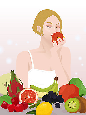우먼라이프 여자 과일 일러스트 포도 바나나 키위 한명 사람 상반신 성인 뷰티 건강관리 봄 체리 수분 먹기 레몬 자몽 피부관리 비타민C 영양소 자기관리 성인여자한명만 국내일러스트 AI파일 1 라이프스타일 계절 모션 건강 관리 비타민 여자한명만 성인여자만 파일형식 벡터