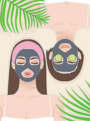 우먼라이프 여자 잎 일러스트 나뭇잎 사람 상반신 성인 두명 초록색 친구 하이앵글 눕기 뷰티 봄 머리띠 피부관리 팩 마스크팩 오이팩 자기관리 국내일러스트 AI파일 식물 라이프스타일 계절 뷰포인트 컬러 장신구 관계 모션 화장품 파일형식 벡터