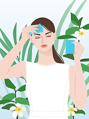 식물 우먼라이프 여자 꽃 일러스트 한명 사람 상반신 성인 초록색 뷰티 봄 흰색 피부 피부관리 닦기 기름종이 자기관리 피지 성인여자한명만 국내일러스트 AI파일 1 라이프스타일 계절 종이 컬러 모션 신체부위 여자한명만 성인여자만 파일형식 벡터