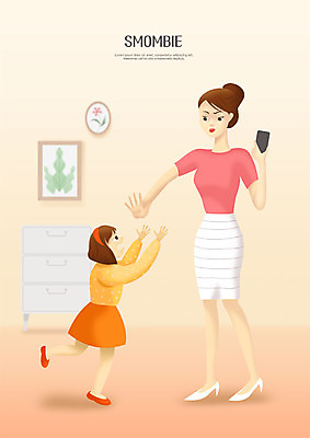 전신 PSD 여자 어린이교육 딸 어린이 일러스트 모녀 엄마 집안 주택 대화 사람 성인 두명 스마트폰 금지 분노 걱정 중독 스마트폰중독 단절 엄격한 스몸비 국내일러스트 교육 감정 가족 실내 말하기 건물 핸드폰 스마트기기 신조어 파일형식