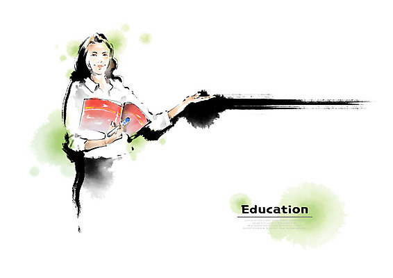 PSD 여자 교육 일러스트 캘리그라피 수업 붓터치 교재 설명 한명 사람 상반신 성인 빨간색 초록색 교사 번짐 에듀 성인여자한명만 스쿨팩 국내일러스트 직업 1 컬러 모션 에듀케이션 여자한명만 성인여자만 파일형식 효과