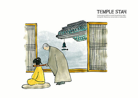 전신 PSD 여자 남자 종교 어린이 불교 일러스트 수채화 서기 사람 앉기 성인 두명 컬러풀 부처님오신날 기도 사찰 승려 힐링 번짐 처마 기와지붕 수행 수양 템플스테이 국내일러스트 기념일 컬러 종교건축 모션 지붕 기와 체험 성직자 파일형식 효과