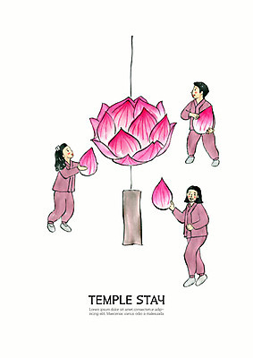 전신 PSD 여자 남자 꽃잎 종교 어린이 불교 일러스트 수채화 연꽃 사람 세명 부처님오신날 사찰 힐링 만들기 연등 번짐 승복 수양 템플스테이 국내일러스트 기념일 꽃 종교건축 모션 등불 체험 불교용품 파일형식 효과