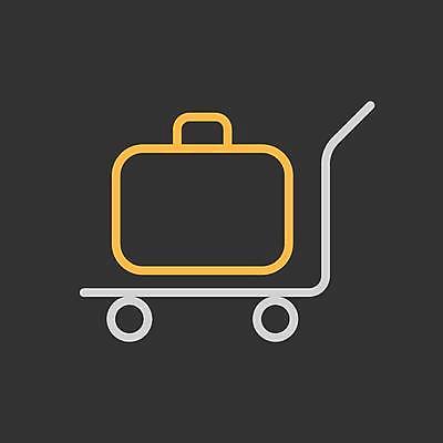 EPS 해외이미지 일러스트 사람없음 캐리어 여행가방 검은색 수레 해외일러스트 컬러 가방 카트 파일형식 벡터 이미지허브