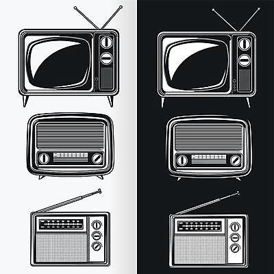 EPS 해외이미지 디자인 일러스트 흑백 사람없음 검은색 텔레비전 골동품 클래식 라디오 복고 아날로그 해외일러스트 컬러 컨셉 촬영기법 전자제품 파일형식 벡터 이미지허브