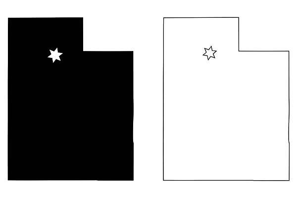 EPS 해외이미지 실루엣 별 호수 선 지도 일러스트 흑백 검은색 미국 흰색 경계선 도시 사인 심플 윤곽 소금 지역 전국 정부 정치 지리 디테일 해외일러스트 자연요소 컬러 북아메리카 촬영기법 경계 파일형식 벡터 이미지허브