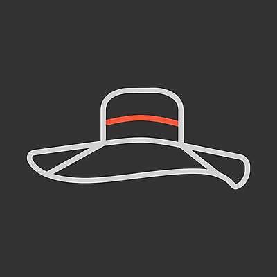 EPS 해외이미지 일러스트 사람없음 검은색 비치모자 해외일러스트 모자_잡화 컬러 파일형식 벡터 이미지허브