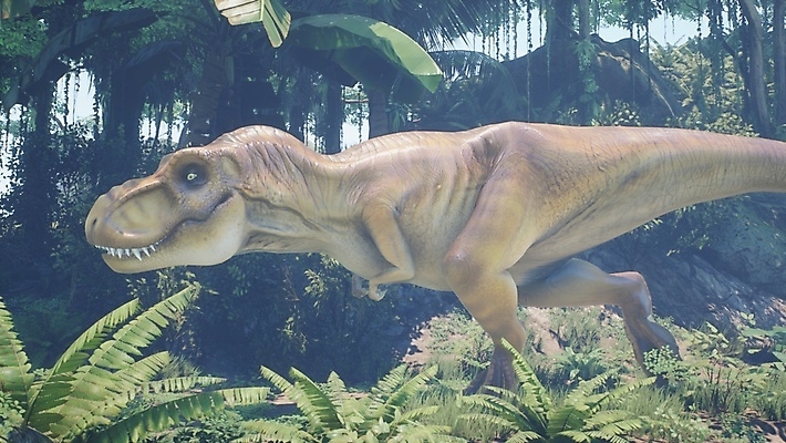 JPG 해외이미지 주간 나무 한마리 야생동물 사람없음 야외 3D 걷기 숲 고생물 육식공룡 티라노사우루스 쥬라기 해외포토 포토 자연요소 식물 동물 1 모션 생물 디지털합성 공룡 파일형식 이미지허브