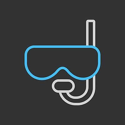 EPS 해외이미지 일러스트 사람없음 검은색 스노클링용품 잠수용품 해외일러스트 스포츠용품 컬러 스노클링 레포츠용품 파일형식 벡터 이미지허브