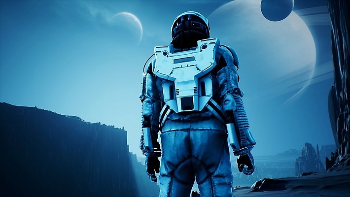 JPG 해외이미지 하늘 한명 서기 사람 3D 절벽 행성 우주비행사 디지털합성 우주복 SF 해외포토 포토 1 옷 모션 우주 파일형식 이미지허브