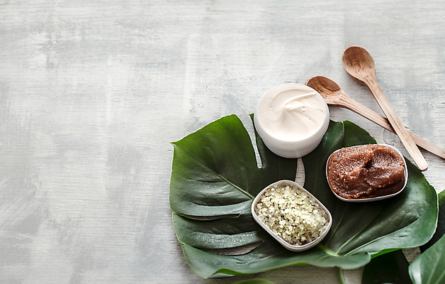 포토 JPG 해외이미지 사람없음 하이앵글 오브젝트 스파용품 나무숟가락 바디케어 수분크림 열대잎 해외포토 뷰포인트 잎 숟가락 스파 화장품 파일형식 이미지허브