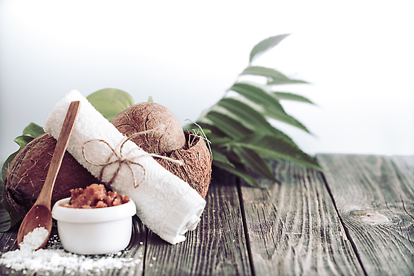 포토 JPG 해외이미지 사람없음 수건 풀잎 오브젝트 스파용품 코코넛 나무숟가락 나무탁자 바디케어 입욕소금 해외포토 잎 과일 탁자 위생용품 숟가락 스파 미용용품 풀_식물 소금 파일형식 이미지허브